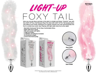 FOXY TAIL- LIGHT UP FAUX FUR BUTT PLUG- WHITE