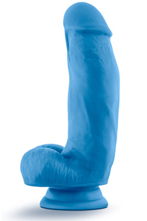 Neo - 7.5 Inch Dual Density Cock With Balls - Neon Blue