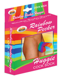 A photo of the Rainbow Pecker Huggie Sock