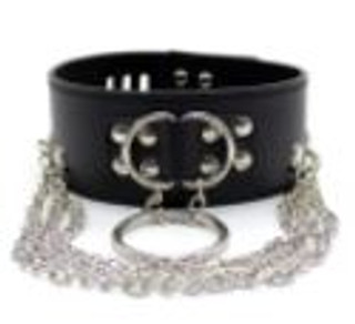 A photo of the Dreamers Signature Collar with Metal Chain and Lead - Black