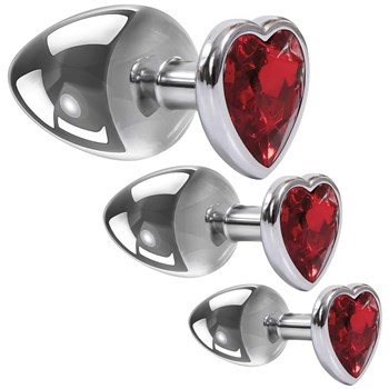 3 Hearts Gem - Anal Plug Set - Red - Dreamers