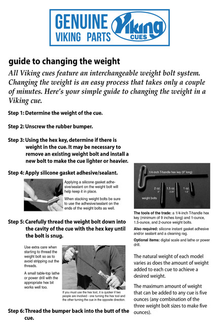 Viking Complete Weight Bolt Service Kit