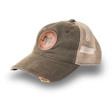 NF Leather Ram Patch Distressed Dad Hat - Nightforce Optics