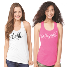 Bridal Party Racerback Tank Top in Curly Font