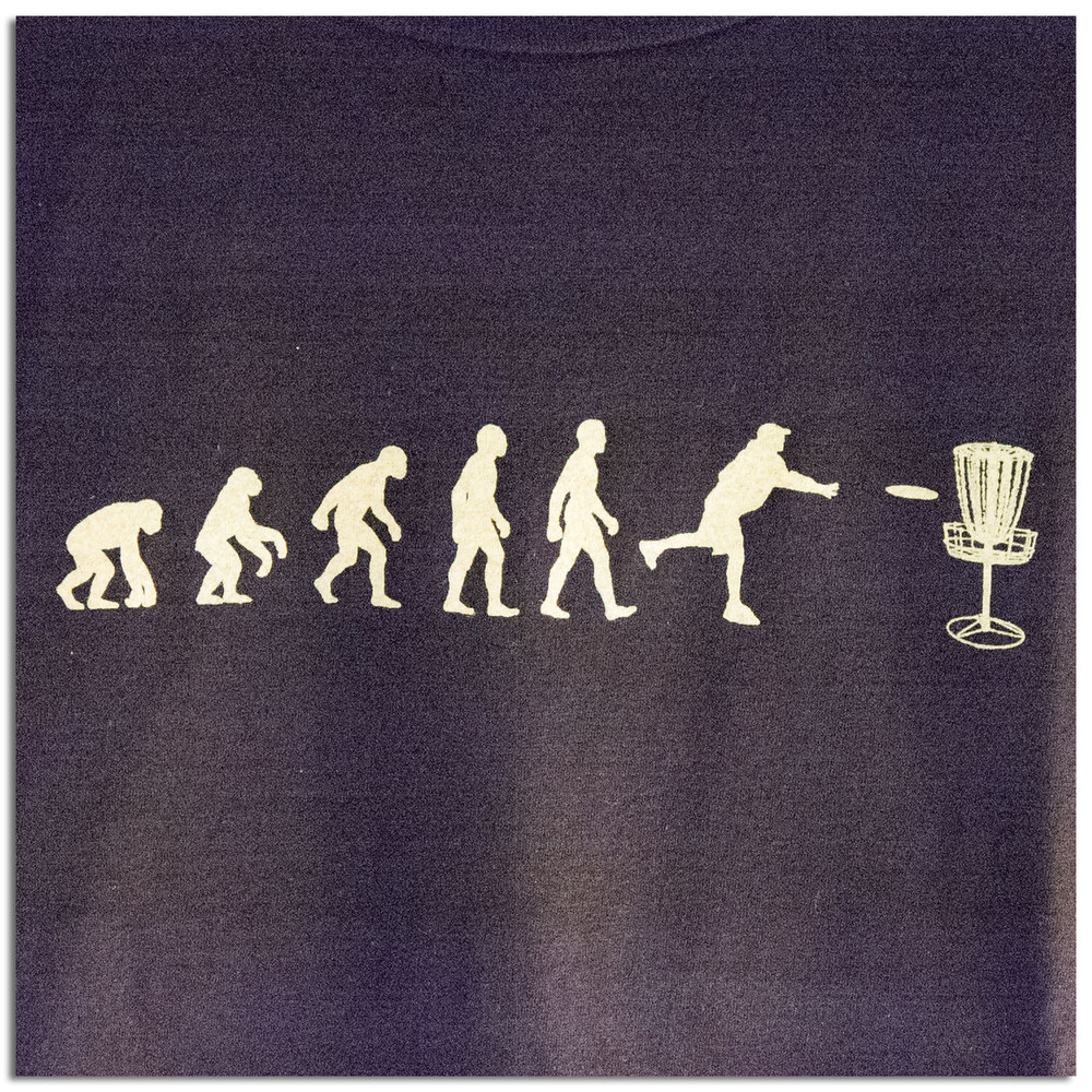 EVOLUTION OF DISC GOLF T-SHIRT, zoom front view