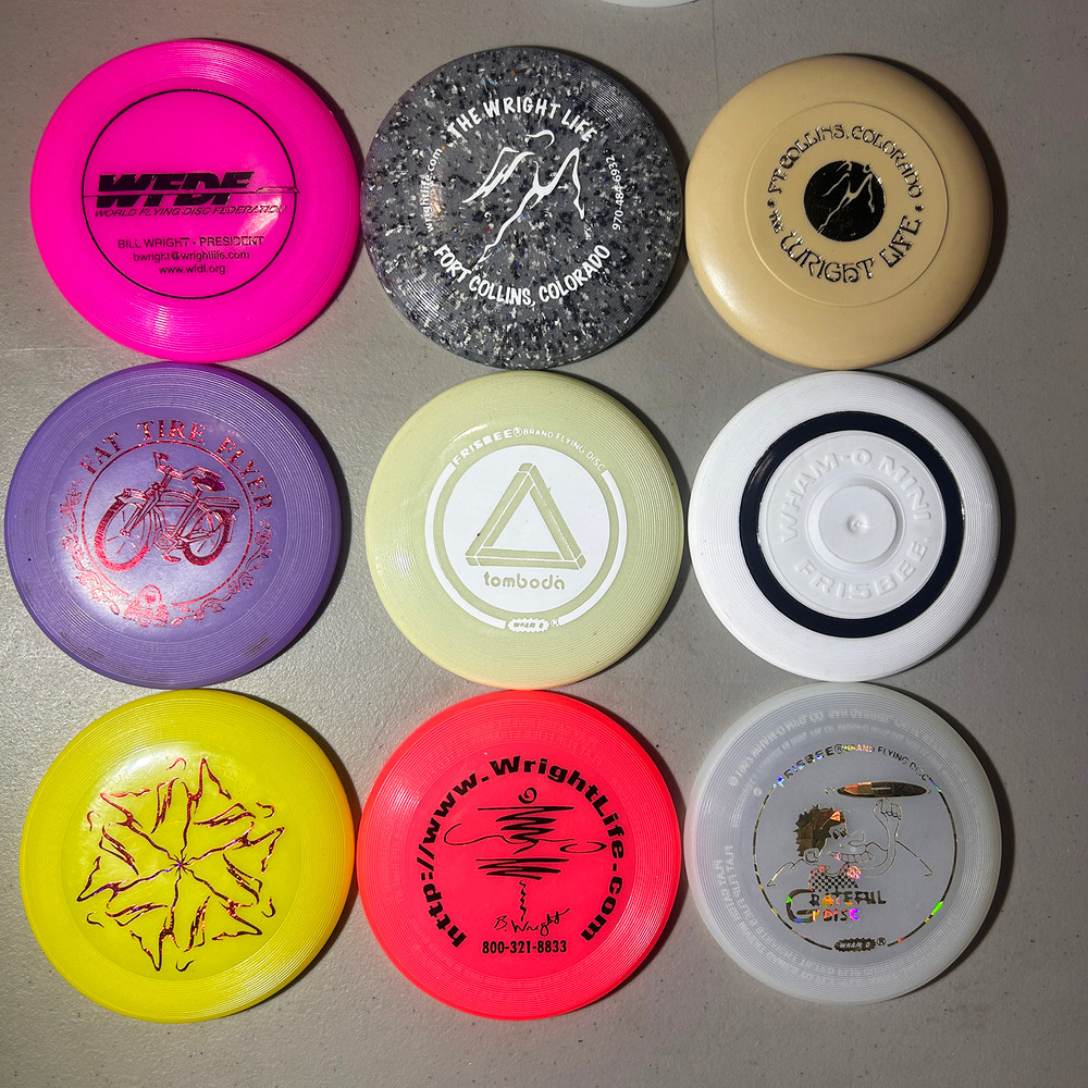 Assorted 9-Pack of Mostly Wham-O  Disc Golf Marker Minis