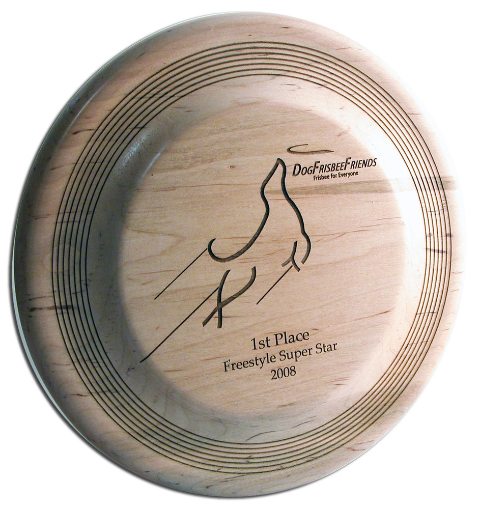 Wood Engraved Fastback / Disc Dog Trophy Award