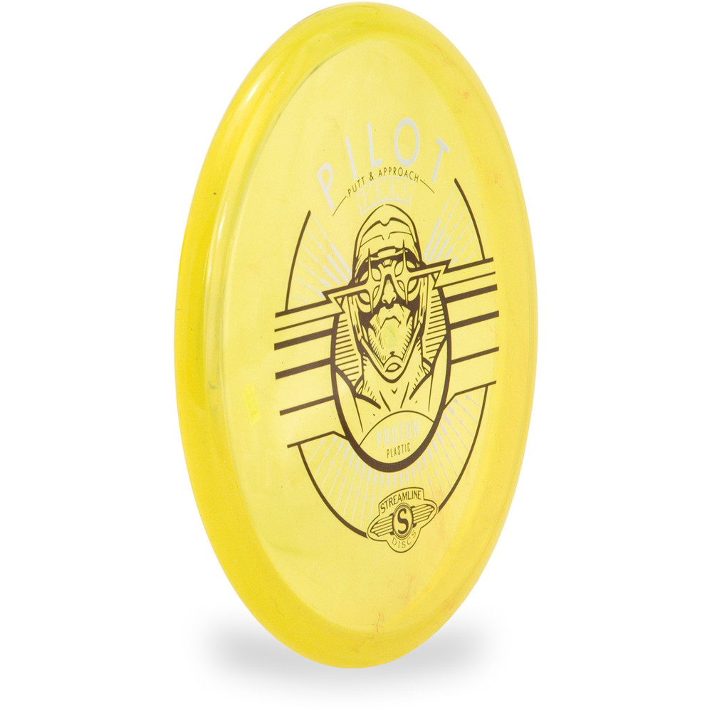 Streamline PROTON PILOT Putter and Approach Golf Disc Angled Top View Yellow