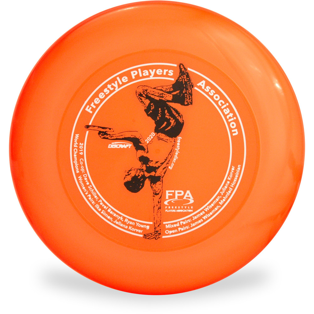 Discraft SKY-STYLER Freestyle Disc - Custom FPA 2020 Design Orange Top View