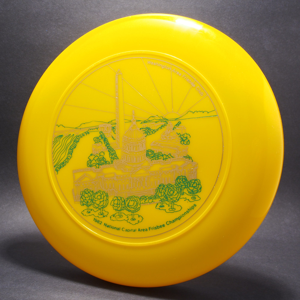 WAFC 1982 Nat Capital Area Frisbee Championship Yellow w/ Green Matte and Gold Foil