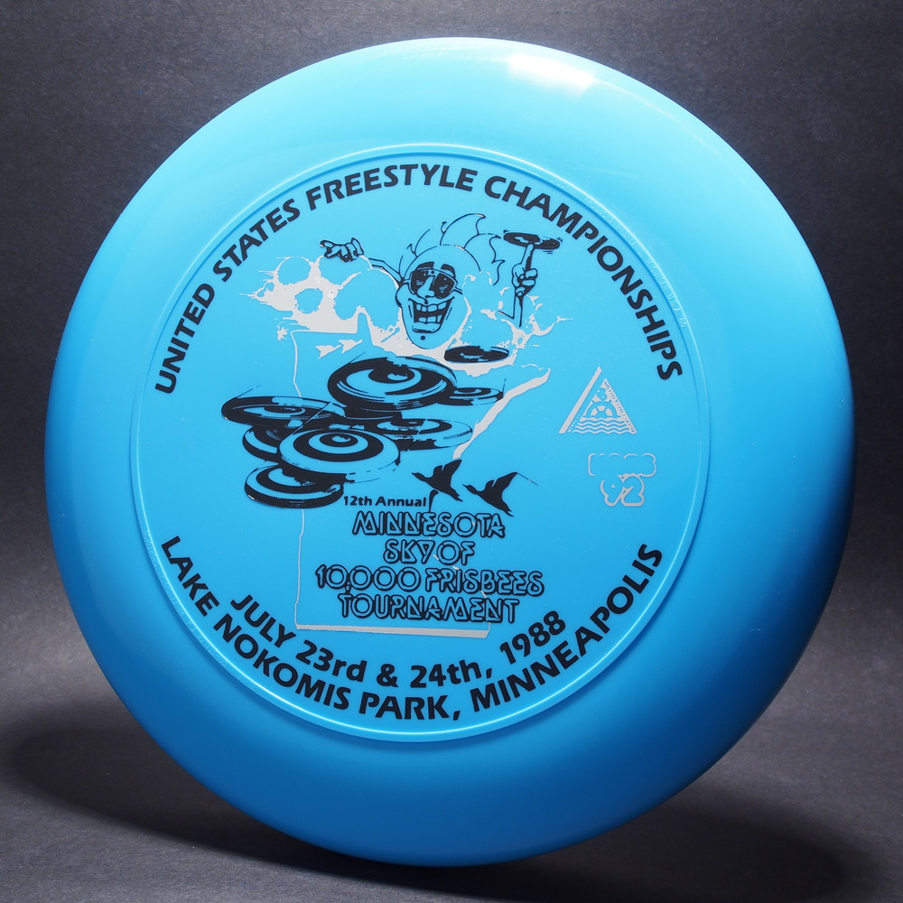 US Freestyle Champ 12th Minn Sky of 10K Frisbees Blue w/ Black Matte and Silver Foil-T80