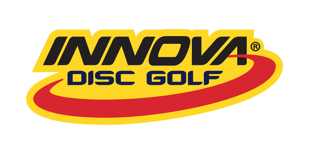 Innova Logo Sticker. Shows one sticker in black and red on yellow background.