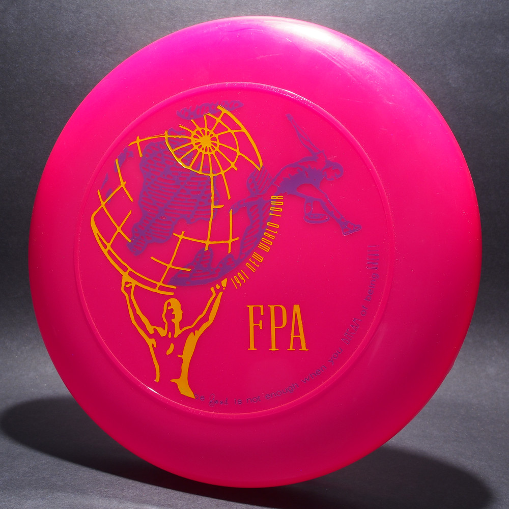 Sky-Styler FPA 1991 New World Tour Disc Bright Pink w/ Purple and Yellow Matte Top View