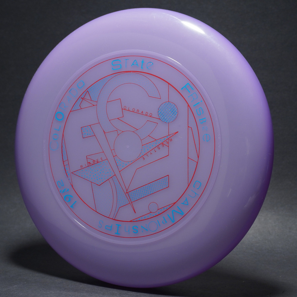 Sky-Styler 1982 Colorado State Frisbee Championships Black w/ Metallic Gold and Rainbow Matte - T80 - Top View