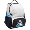 Dynamic Discs CADET BACKPACK Bag for Disc Golf - gray and black bag with disc compartment closed, angled front view showing right side of bag