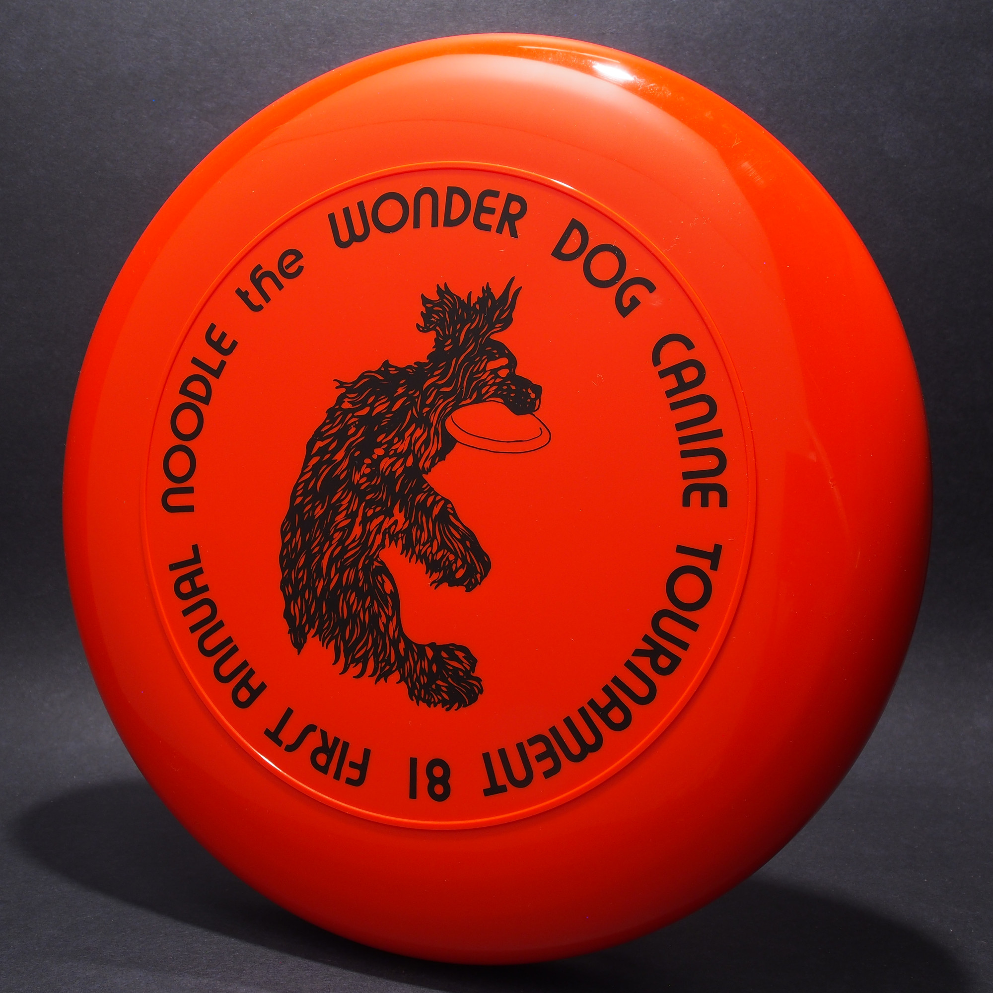 SkyStyler Noodle the Wonder Dog Canine Tournament 1981 Orange w/ Black