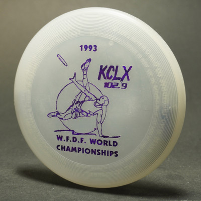 Wham-O Mini Frisbee (C/D mold) UV Plastic 1993 WFDF World Championships Purple Shatter