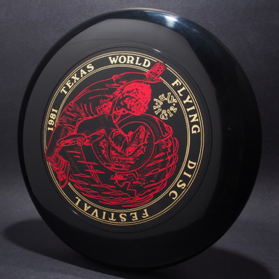 Sky-Styler 1981 Texas Flying Disc Festival Black w/ Metallic Gold and Red Top View