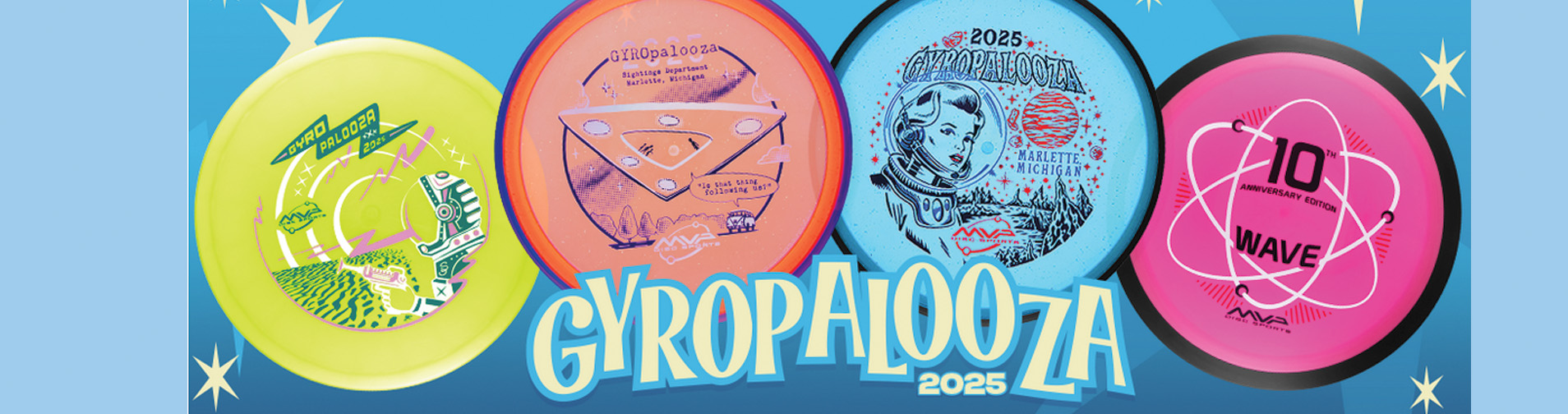 Shows a dog thinking about three of their favorite discs.