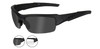 Wiley X Valor in Matte Black 2-Lens Set: Grey/Clear