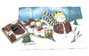 Holiday Christmas Theme Cleaning Cloth Snowmen on Sled