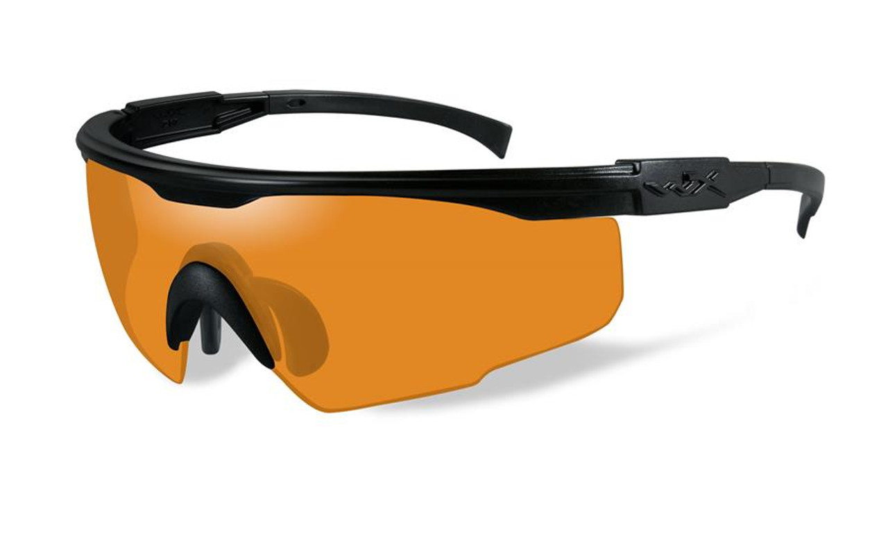 Wiley X PT-1 Wrap Around Safety Glass in Matte Black w/ Light Rust Lens