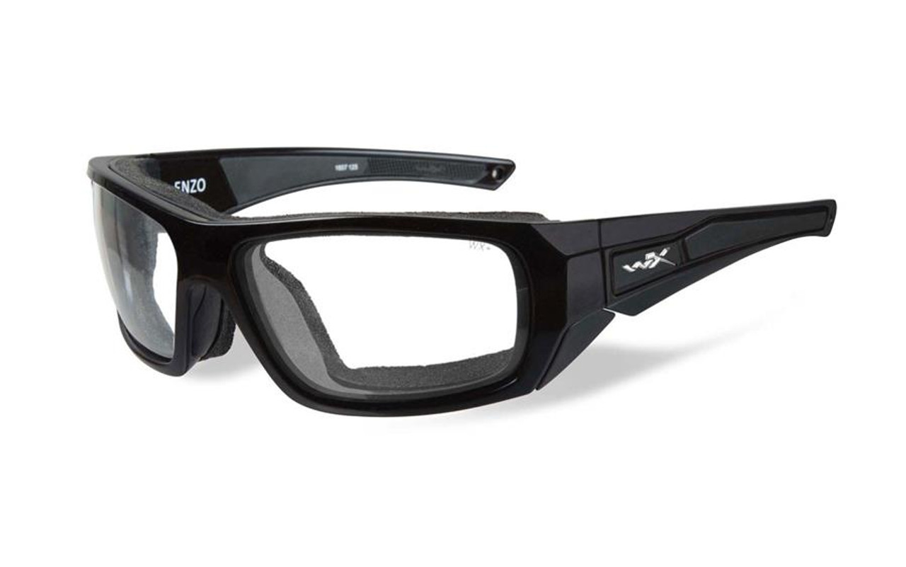 Wiley X Designer Sunglasses WX Enzo in Gloss Black Frame & Clear Lens
