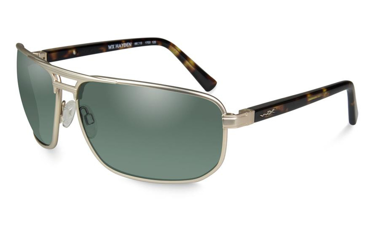 Wiley X Hayden in Satin Gold and Polarized Green Lenses