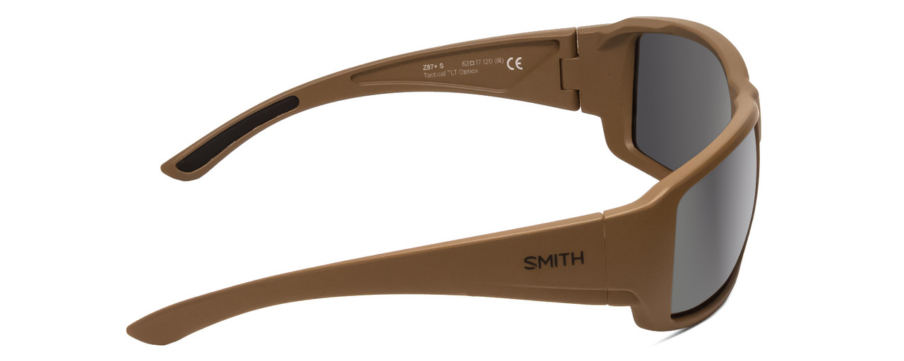 Side View of Smith Operators Choice Elite Unisex Wrap Sunglasses in Tan 499 Brown/Gray 62 mm