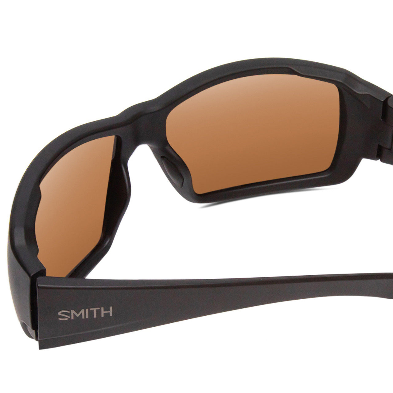 Close Up View of Smith Operators Choice Sunglasses in Black/CP+Elite Polarized Bronze Mirror 62mm