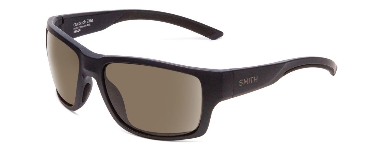 Profile View of Smith Outback Elite Sunglasses in Deep Ink Navy Blue/CP+Polarize Gray Green 59mm