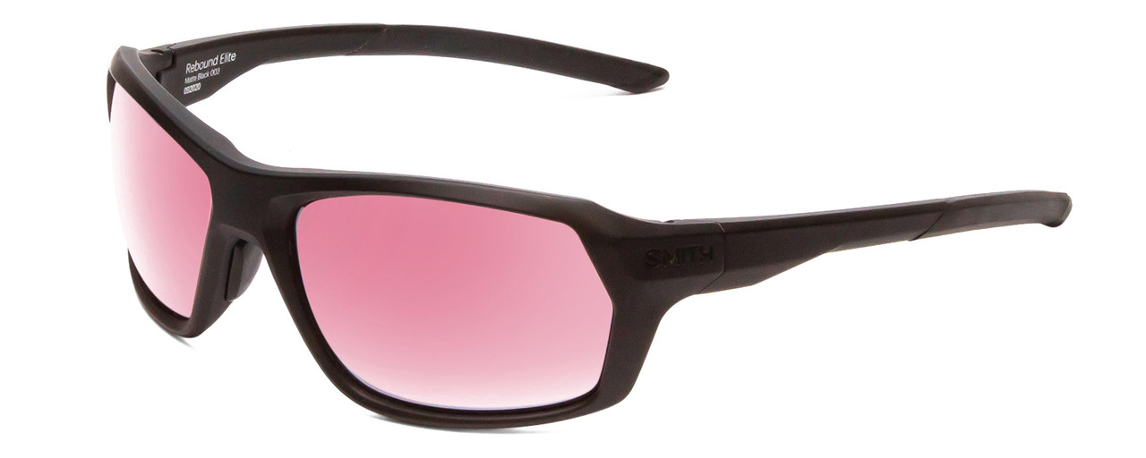 Profile View of Smith Optic Rebound Elite Unisex Designer Sunglasses Black/Ignitor Rose Red 59mm