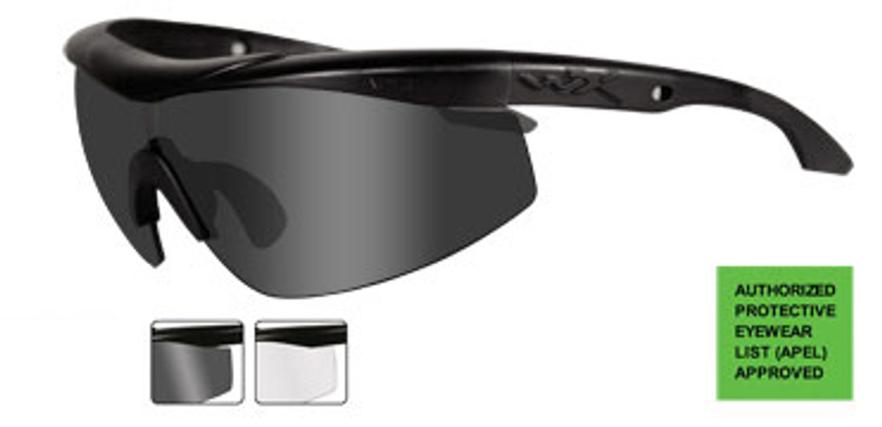 Wiley X Rx Talon in Matte Black ; 2-Lens Set Smoke & Clear Lens