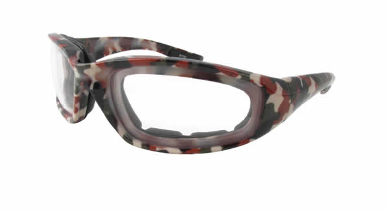 Red Camo Clear Lens Safety Glasses