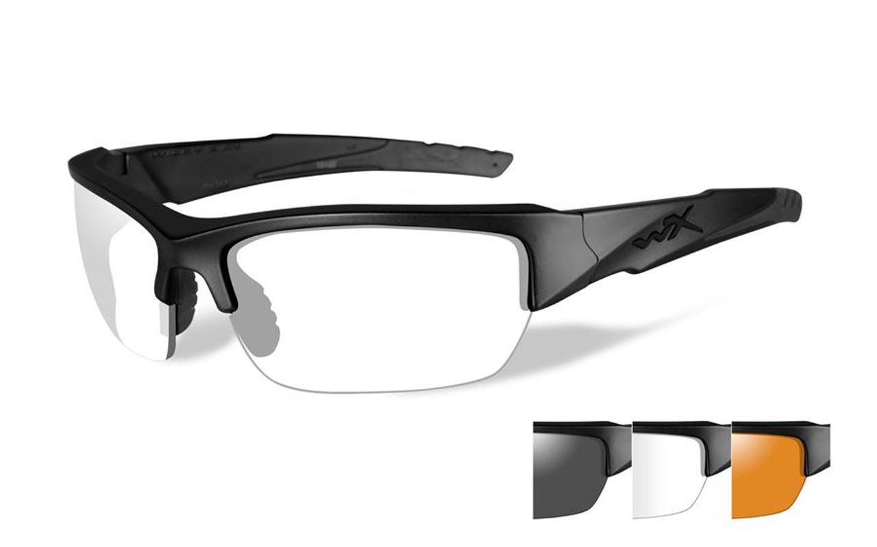 Wiley X WX Valor in Matte Black 3-Lens Set: Grey/Rust/Clear