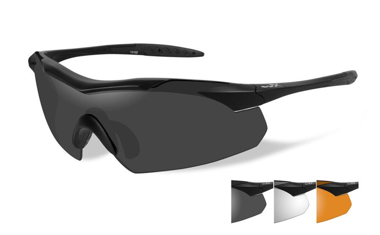 Wiley X Vapor Designer Sport / Work Sunglasses in Matte Black & Rust  (3-Lens Set)