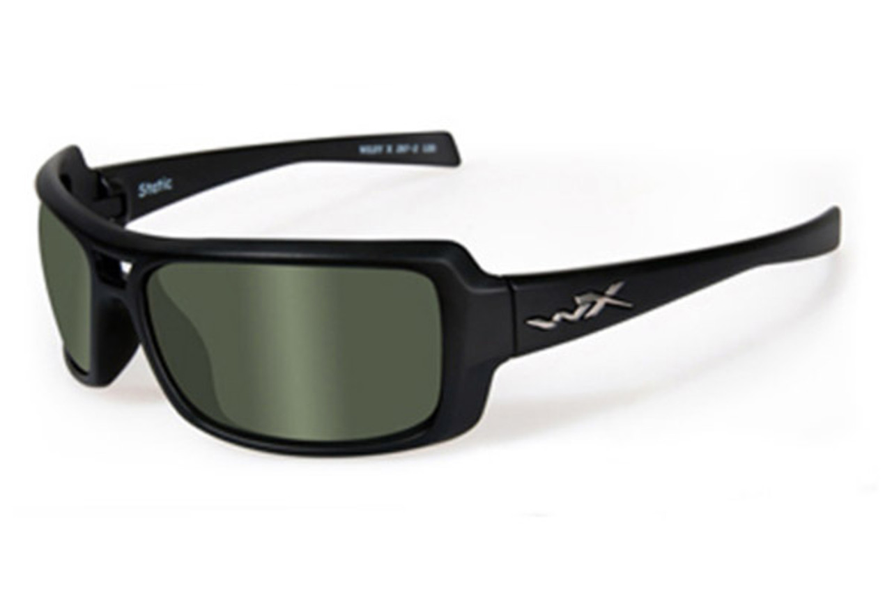 Wiley-X High Performance Eyewear Static Sunglasses in Matte Black with Polarized Green Lens