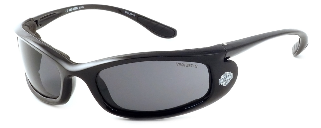 Harley-Davidson HDSZ702 Safety Glasses Sport Wrap-Around Design with Foam Inserts (Black Frame & Grey Lens)