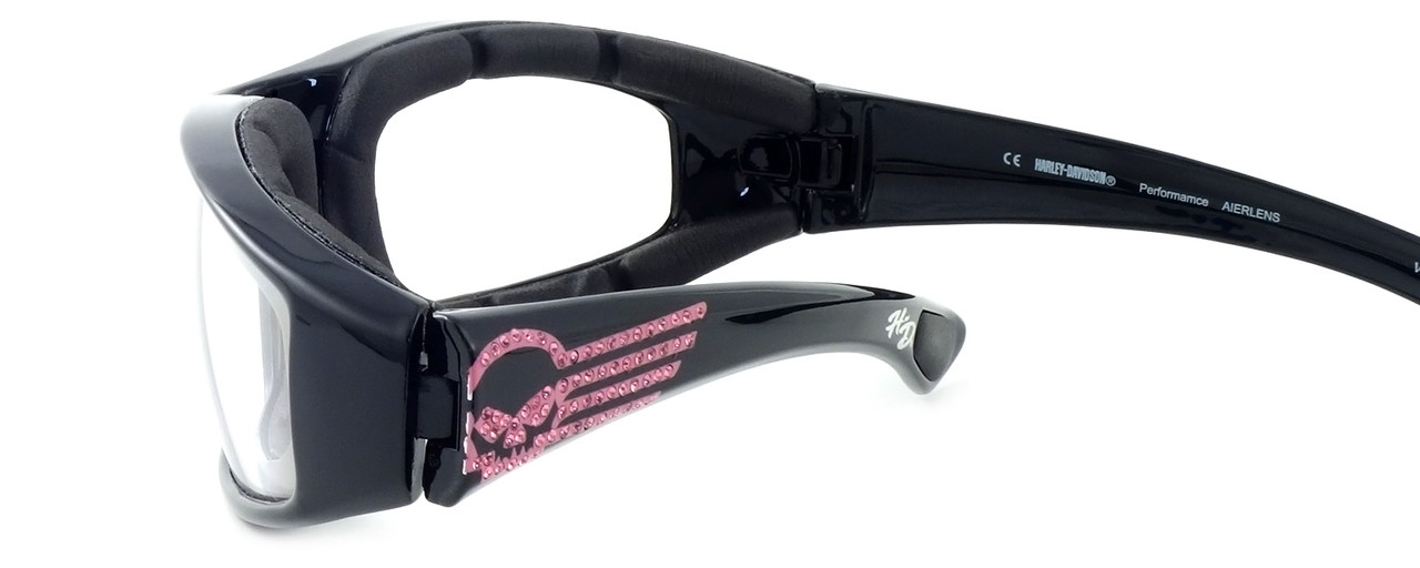 Harley-Davidson HDSZ-PK04 Safety Glasses Sport Wrap-Around Design with Foam Inserts (Black Frame & Clear Lens)