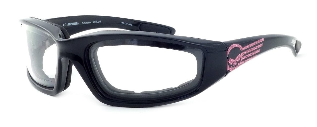 Harley-Davidson HDSZ-PK04 Safety Glasses Sport Wrap-Around Design with Foam Inserts (Black Frame & Clear Lens)