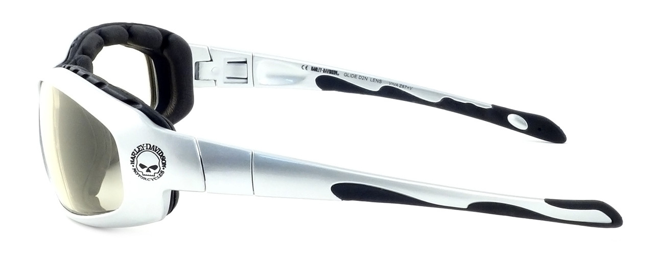 Harley-Davidson HDSZ909 Safety Glasses Sport Wrap-Around Design with Foam Inserts (Silver Frame & Yellow Lens)