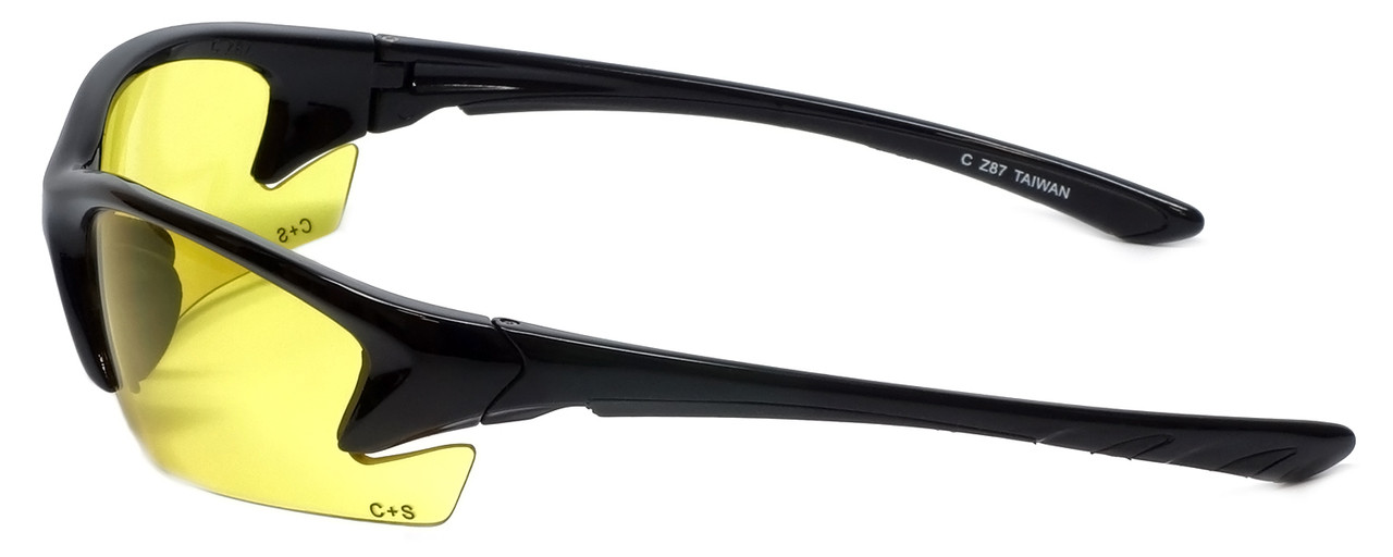 Semi-Rimless Safety Glasses S-44-ND Z87.1 Safety Rated w/ Yellow Lens