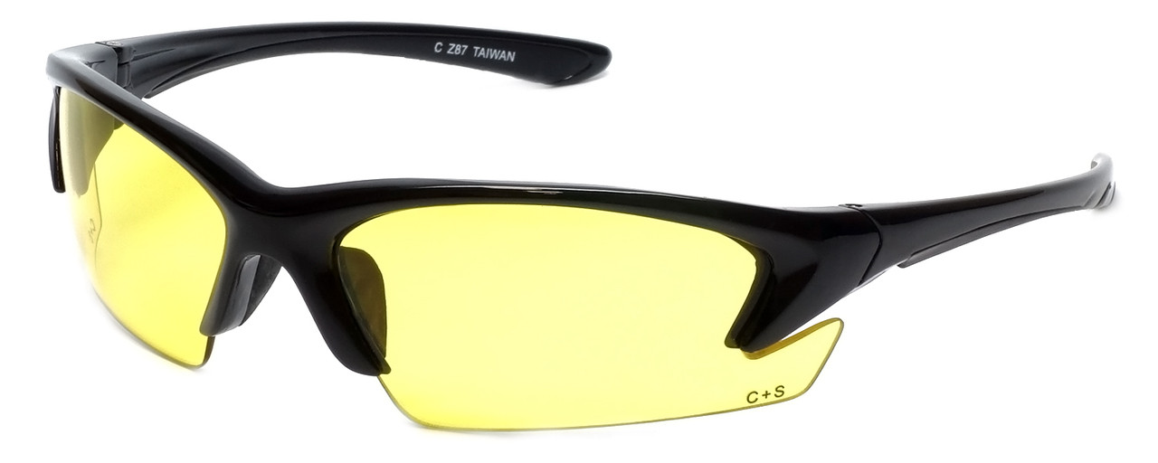 Semi-Rimless Safety Glasses S-44-ND Z87.1 Safety Rated w/ Yellow Lens