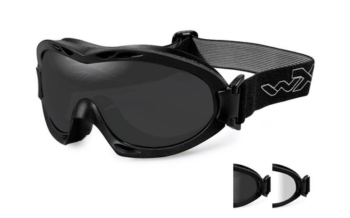Wiley X Nerve Tactical Safety Goggles in Black with Grey & Clear Lens