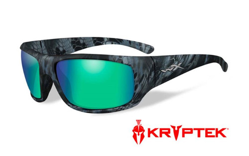 Wiley X Designer Sunglasses WX Omega in KRYPTEK NEPTUNE Frame & Polarized Emerald Mirror (Amber) Lens