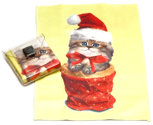 Holiday Christmas Theme Cleaning Cloth, Kitten