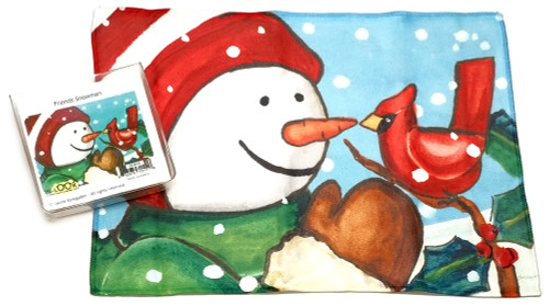 Holiday Christmas Theme Cleaning Cloth, Friends Snowman