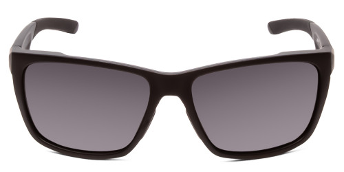 Front View of Smith Longfin Elite Unisex Wrap Designer Sunglasses Matte Black/Gray Smoke 59 mm