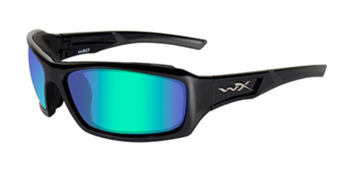 Wiley X WX Echo Climate Control in Glossy Black w/ Polarized Emerald Mirrored Lens