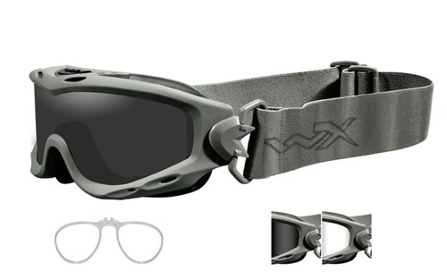Wiley X Spear Tactical Rx Safety Goggles in Green with Smoke & Clear Lens